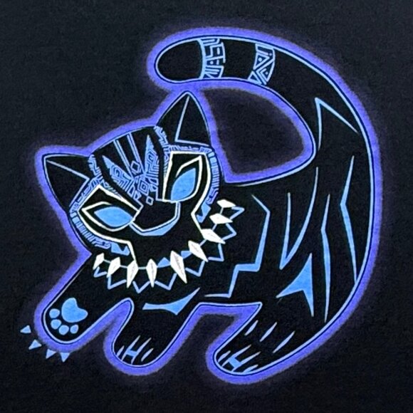 Marvel Black Panther Kitty Cat Tee Unisex L Black Purple Gildan Ultra Cotton - Picture 2 of 7